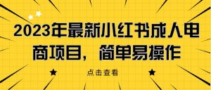 2023年最新小红书成人电商项目,简单易操作【详细教程】悠闲躺赢-副业项目-互联网创业-资源整合悠闲躺赢
